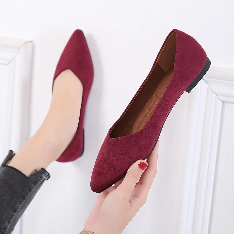 Suede Minimalist Point Toe Flats