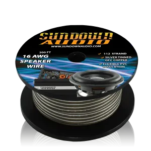 Sundown Audio 16 Gauge Silver/Black 200' Tinned OFC Oxygen Free Copper Speaker Wire