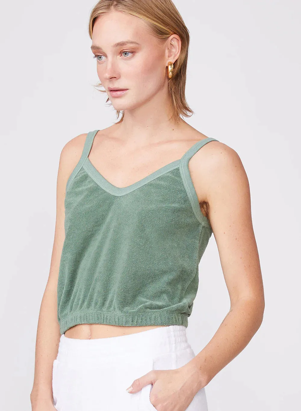 Towel Terry Elastic Waist Cami, Vine