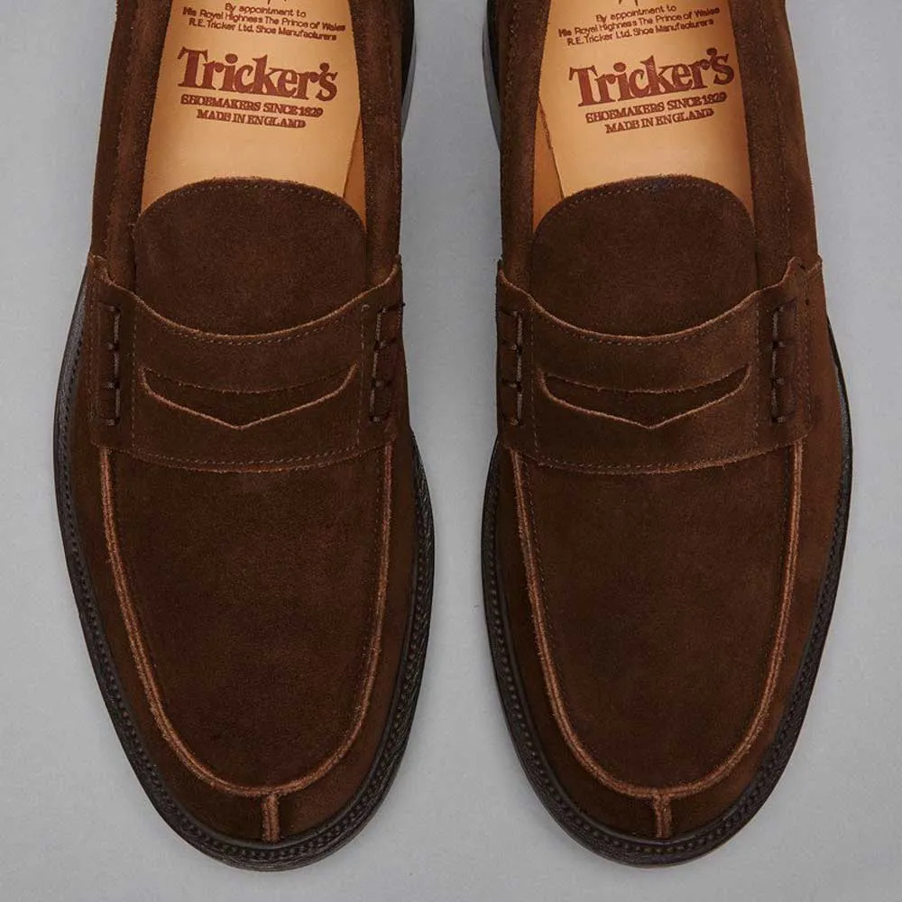 Tricker's James Penny Loafers - Mens Shoes - Chocolate Suede