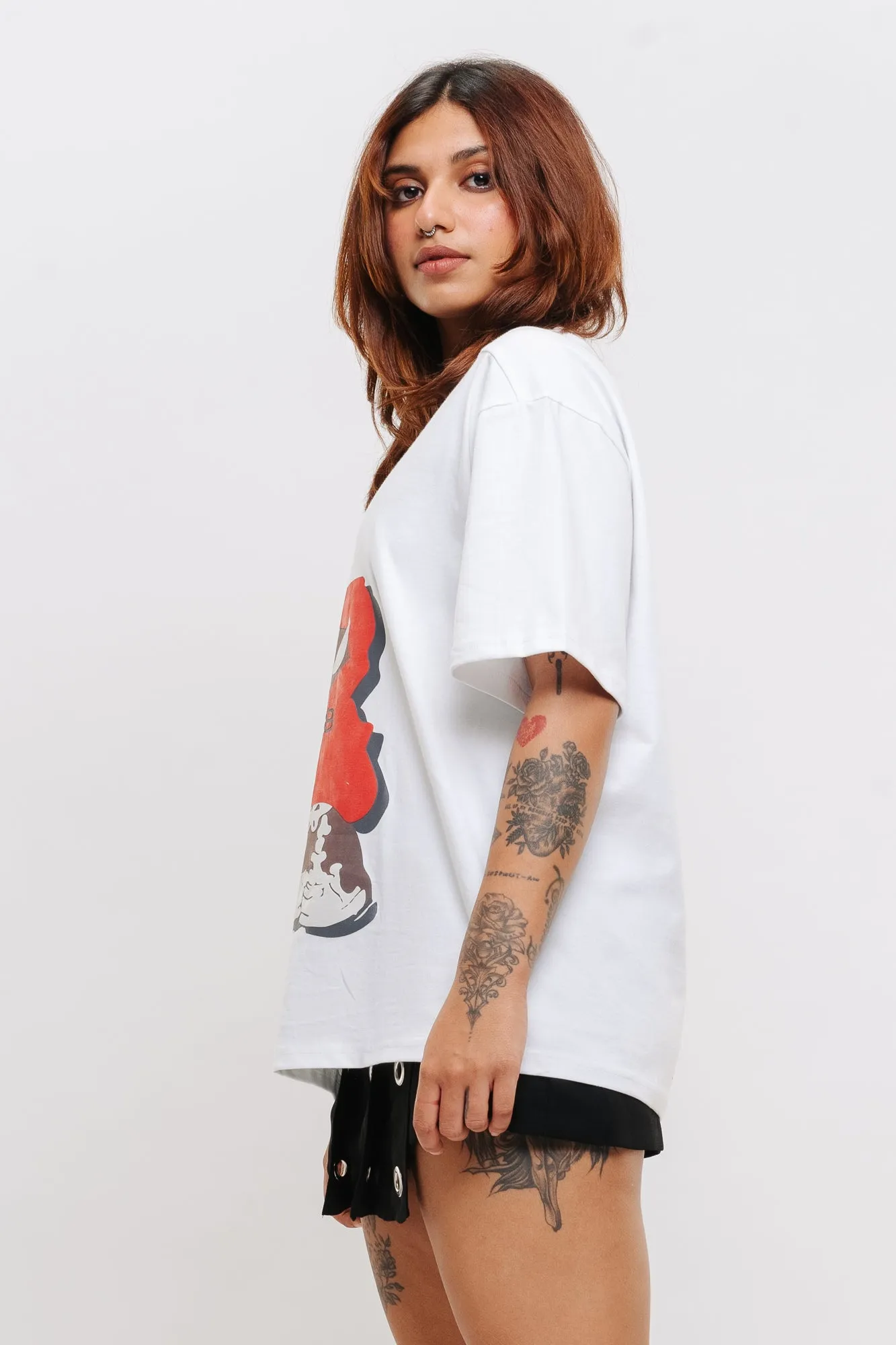 White Anime Oversized Tees