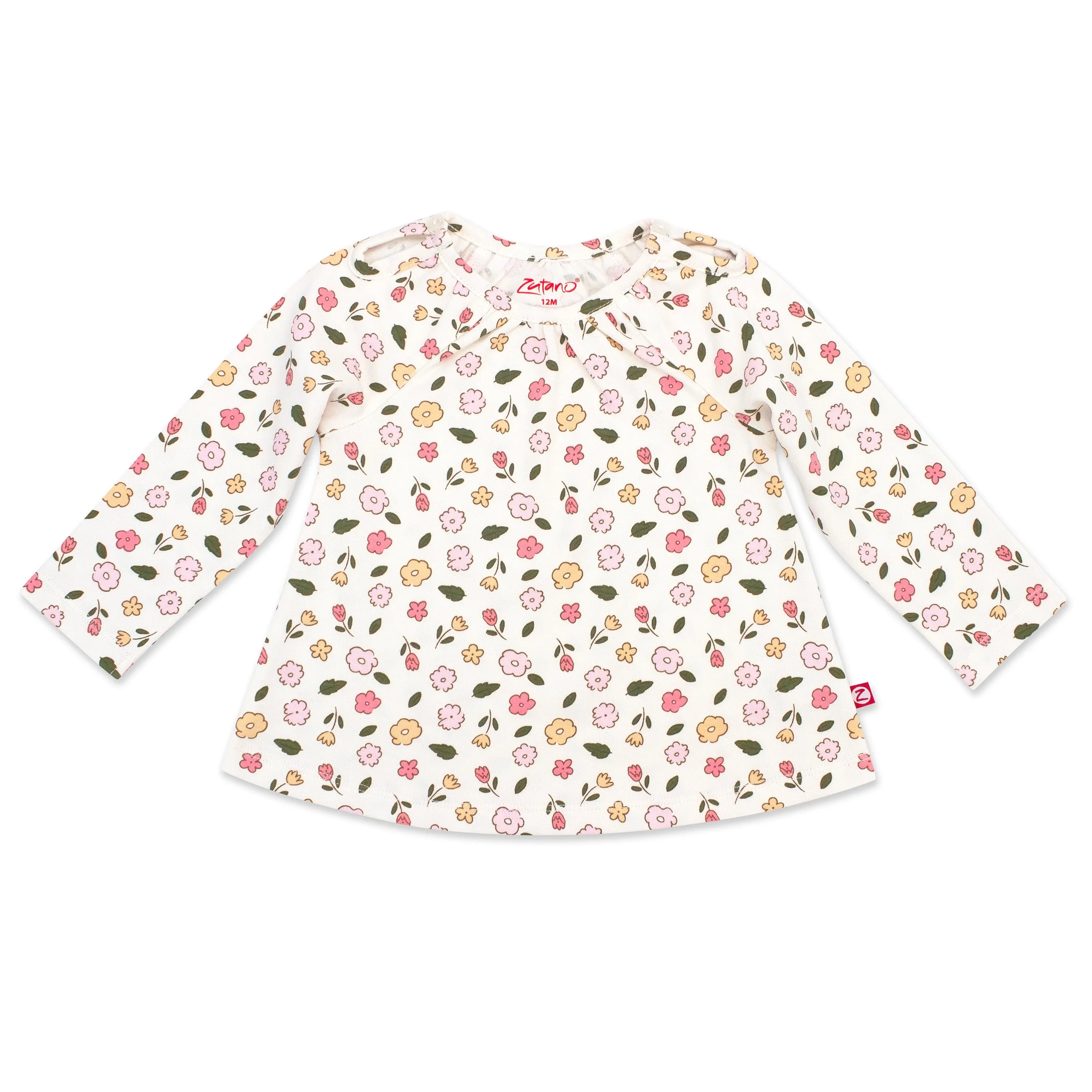 Wildflowers Organic Cotton Long Sleeve Peasant Top