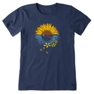 Womens Macro-Micro Sunflower Bike Ride Short Sleeve